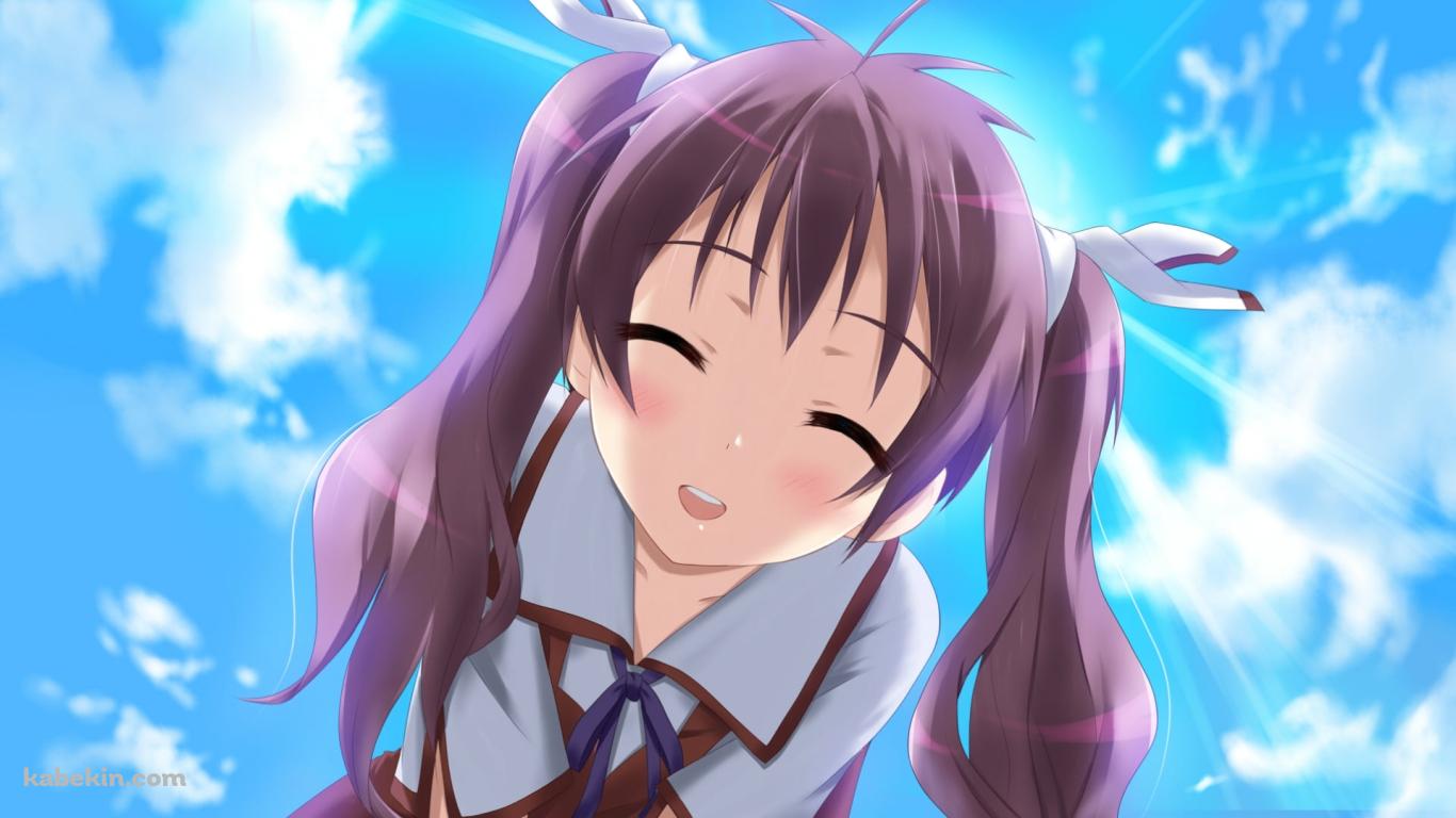 青空の下、こちらを覗き込む宇佐美マサムネ / まよチキ!の壁紙(1366px x 768px) 高画質 PC・デスクトップ用