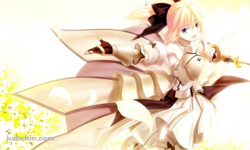 甲冑を着たセイバー・リリィと花畑 / Fateの壁紙(800px x 480px) 高画質 PC・デスクトップ用