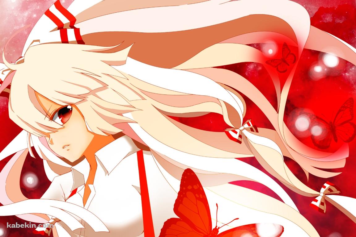 赤い蝶と藤原妹紅 / 東方の壁紙(1152px x 768px) 高画質 PC・デスクトップ用