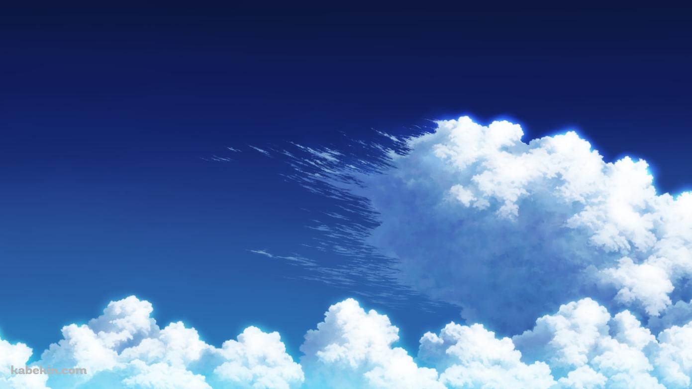 真夏の青空 / 風になびく雲の壁紙(1391px x 783px) 高画質 PC・デスクトップ用