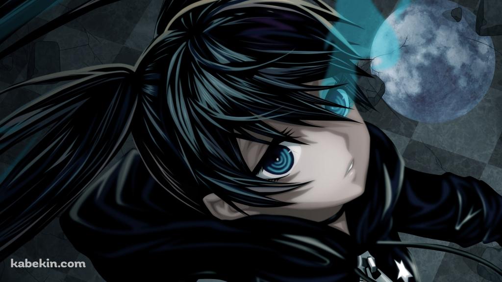 満月とブラック★ロックシューターの壁紙(1024px x 576px) 高画質 PC・デスクトップ用
