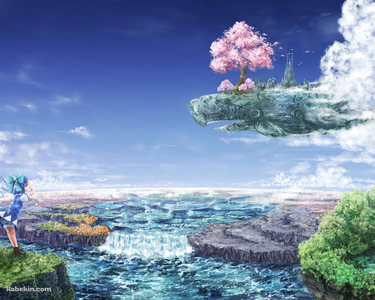 幻想的な風景を眺めるチルノ / 東方の壁紙(1280px x 1024px) 高画質 PC・デスクトップ用