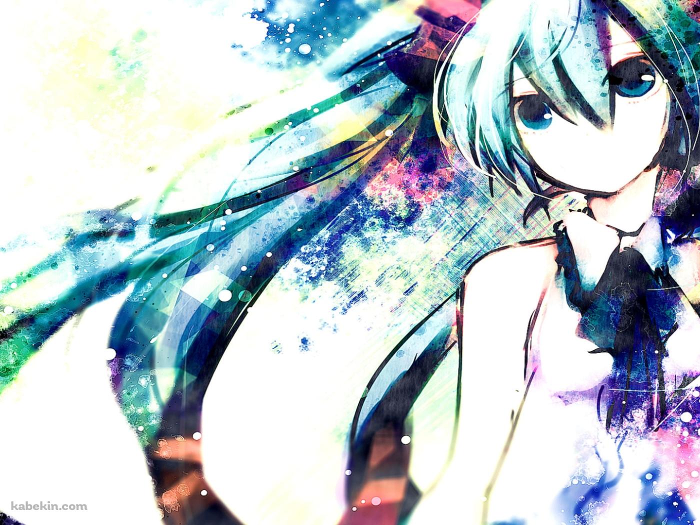 ラフなタッチで描かれたキラキラした初音ミク / ボカロの壁紙(1400px x 1050px) 高画質 PC・デスクトップ用