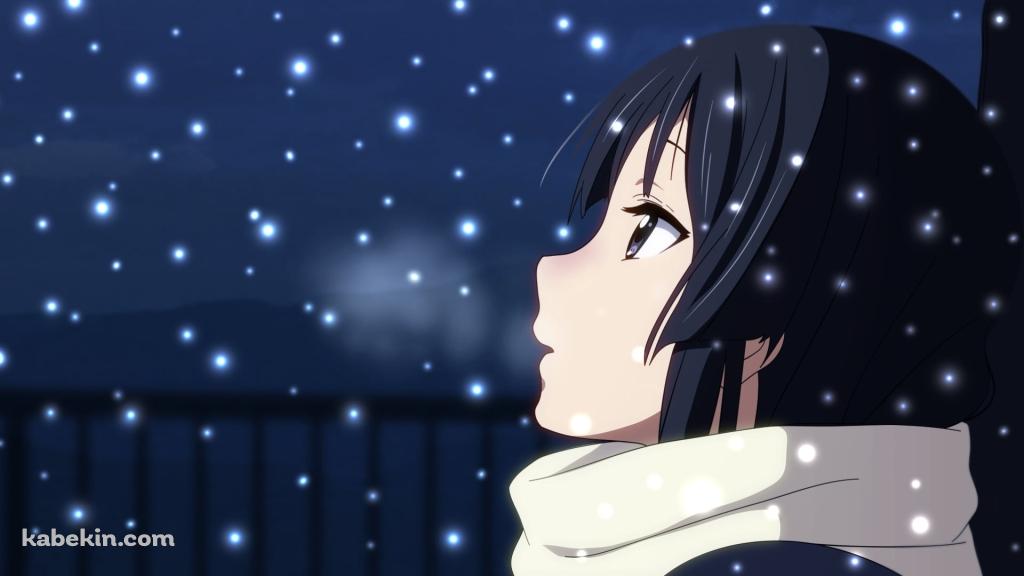 降り積もる雪を見る秋山澪 / けいおん!の壁紙(1024px x 576px) 高画質 PC・デスクトップ用
