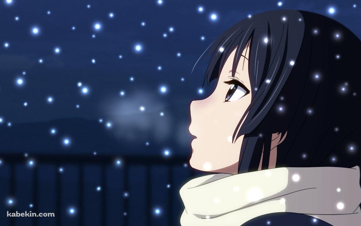 降り積もる雪を見る秋山澪 / けいおん!の壁紙(1152px x 720px) 高画質 PC・デスクトップ用