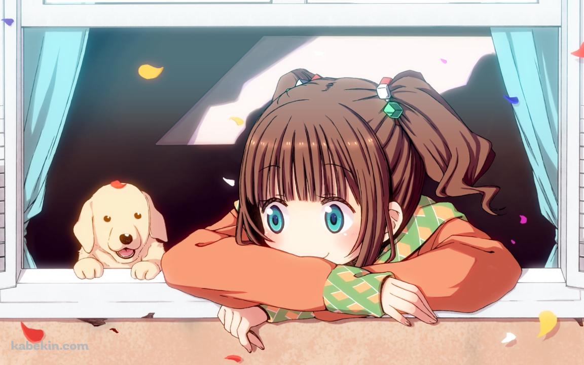 窓辺にもたれる高槻やよいと犬 / アイドルマスターの壁紙(1152px x 720px) 高画質 PC・デスクトップ用