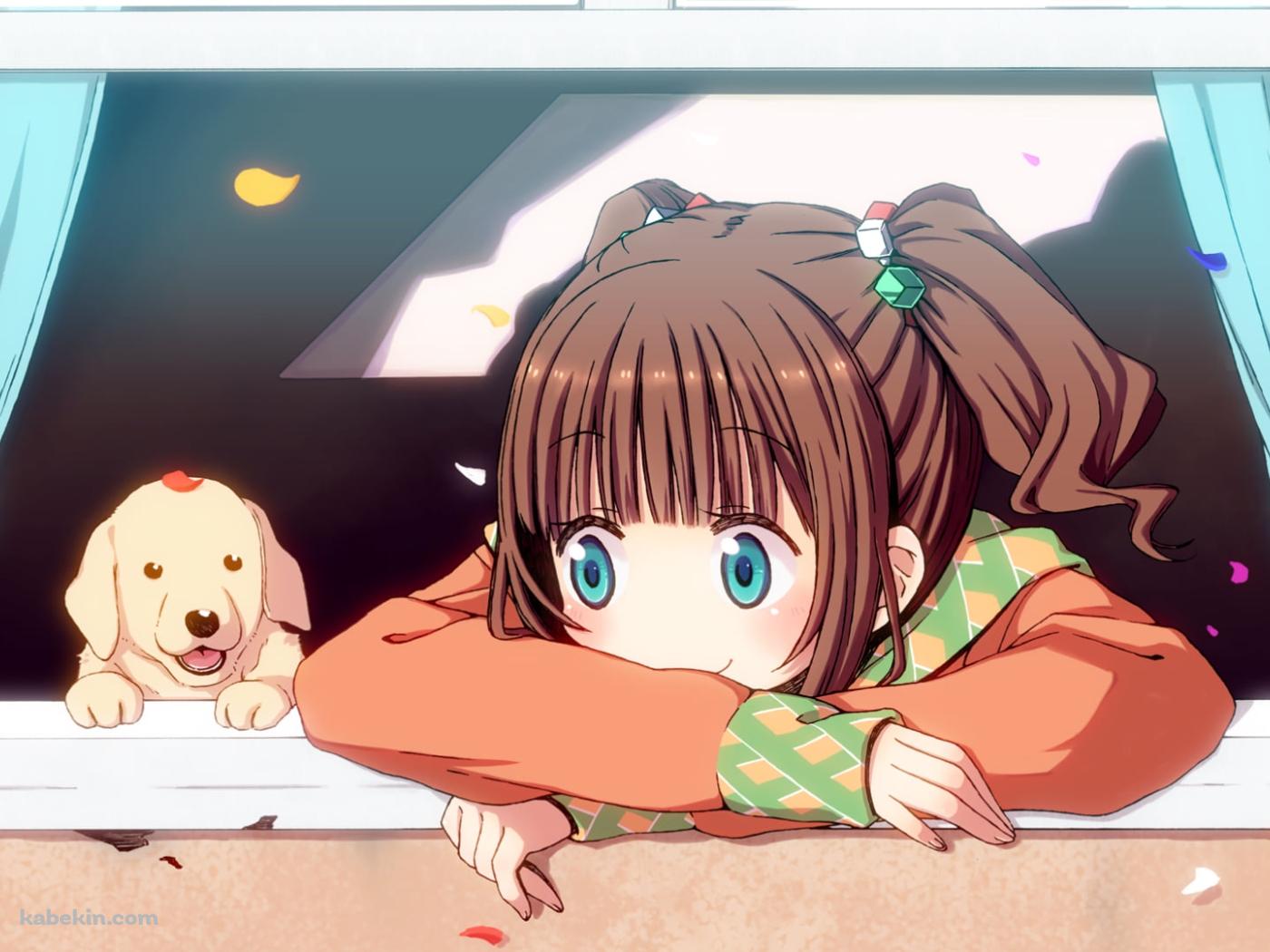 窓辺にもたれる高槻やよいと犬 / アイドルマスターの壁紙(1400px x 1050px) 高画質 PC・デスクトップ用
