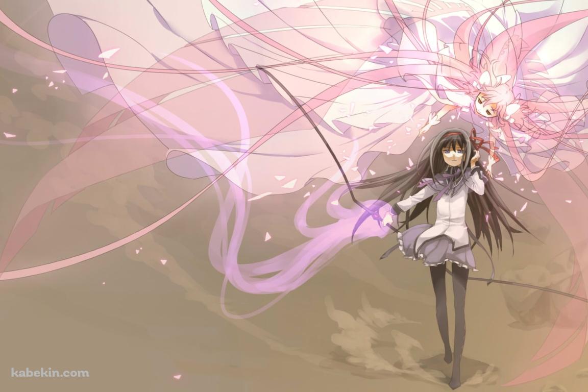 弓を持つ暁美ほむらとアルティメットまどか / ラフスケッチ / 魔法少女まどか☆マギカの壁紙(1152px x 768px) 高画質 PC・デスクトップ用