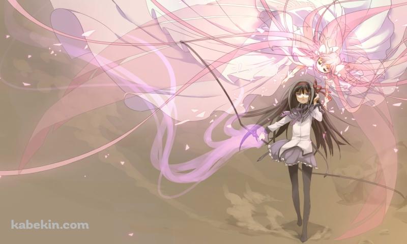 弓を持つ暁美ほむらとアルティメットまどか / ラフスケッチ / 魔法少女まどか☆マギカの壁紙(800px x 480px) 高画質 PC・デスクトップ用