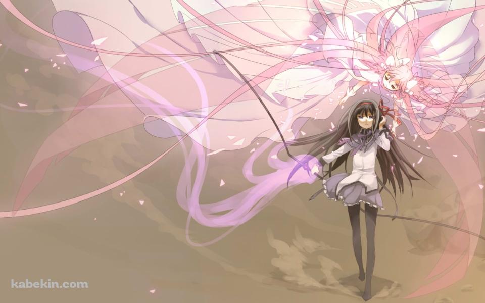 弓を持つ暁美ほむらとアルティメットまどか / ラフスケッチ / 魔法少女まどか☆マギカの壁紙(960px x 600px) 高画質 PC・デスクトップ用