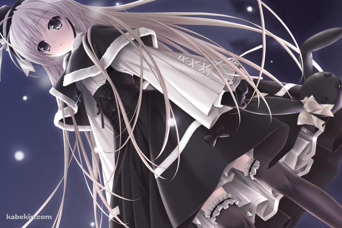 雪が降る中、黒いドレスを着た春日野穹 / ヨスガノソラの壁紙(1152px x 768px) 高画質 PC・デスクトップ用