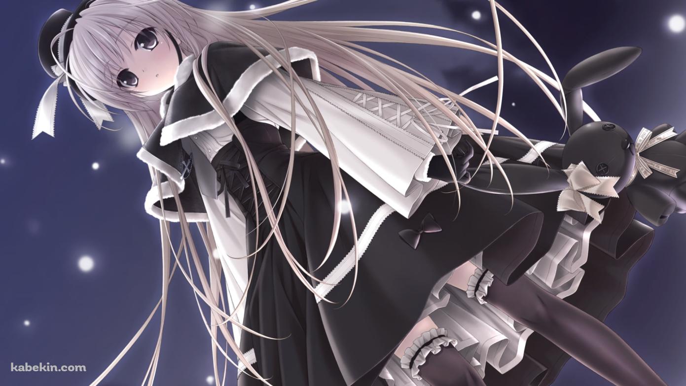 雪が降る中、黒いドレスを着た春日野穹 / ヨスガノソラの壁紙(1391px x 783px) 高画質 PC・デスクトップ用