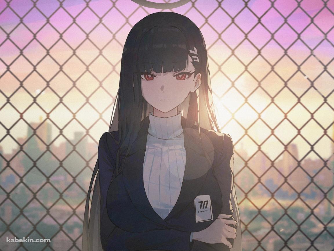 フェンスの前に立つ調月リオ / ブルーアーカイブの壁紙(1152px x 864px) 高画質 PC・デスクトップ用