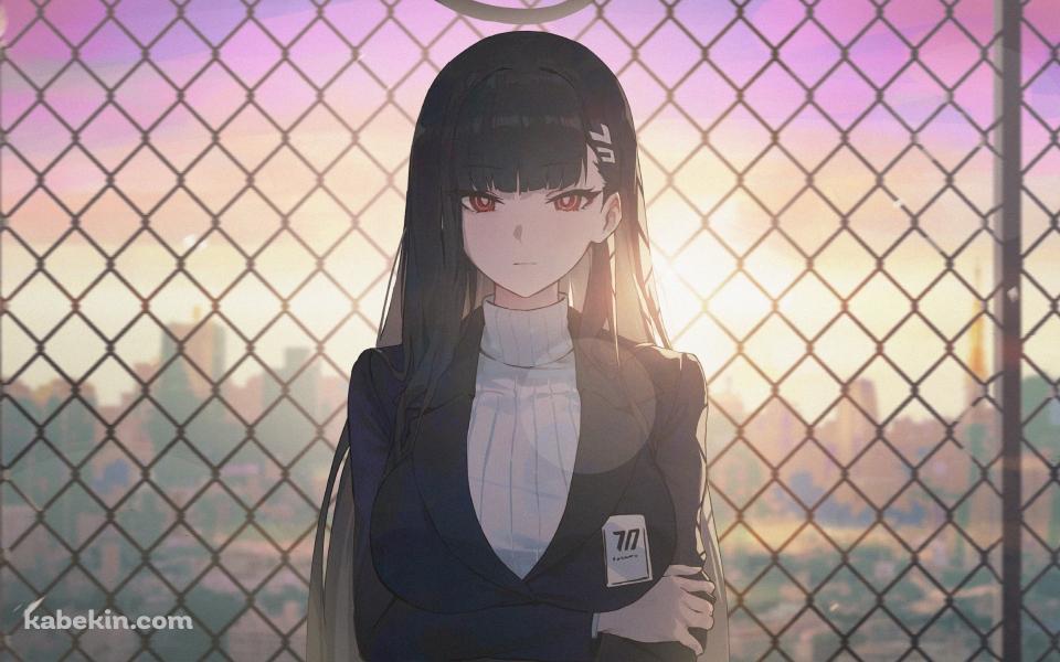 フェンスの前に立つ調月リオ / ブルーアーカイブの壁紙(960px x 600px) 高画質 PC・デスクトップ用