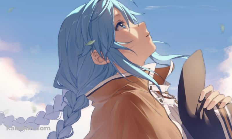 帽子を取り空を見上げるロキシー・ミグルディア / 無職転生の壁紙(800px x 480px) 高画質 PC・デスクトップ用