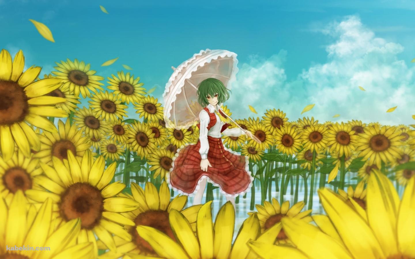 向日葵に囲まれて日傘をさす風見幽香 / 東方の壁紙(1440px x 900px) 高画質 PC・デスクトップ用