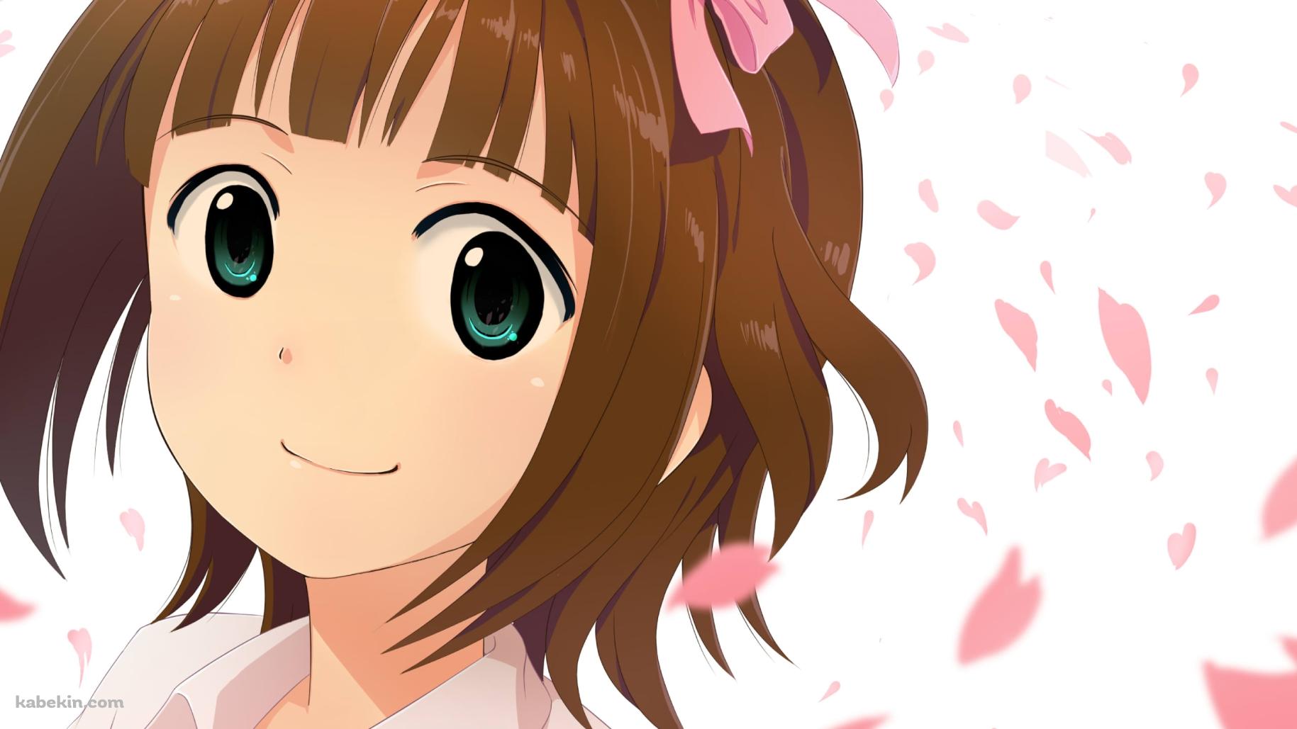 桜の花びらとピンクのリボンを頭につけた天海春香 / アイドルマスターの壁紙(1829px x 1029px) 高画質 PC・デスクトップ用