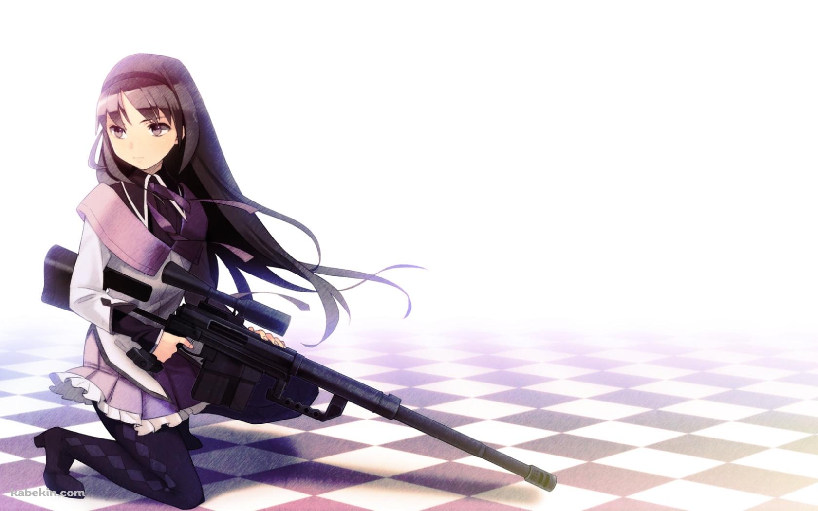 長い銃を持ちかまえる暁美ほむら / 魔法少女まどか☆マギカの壁紙(1680px x 1050px) 高画質 PC・デスクトップ用
