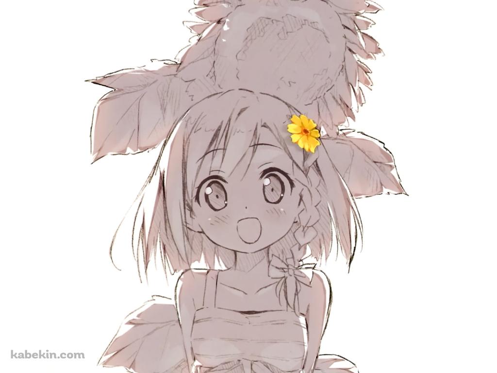 黄色い花の髪飾りをつけた可愛いゆあ / ユアダイアリーの壁紙(1024px x 768px) 高画質 PC・デスクトップ用