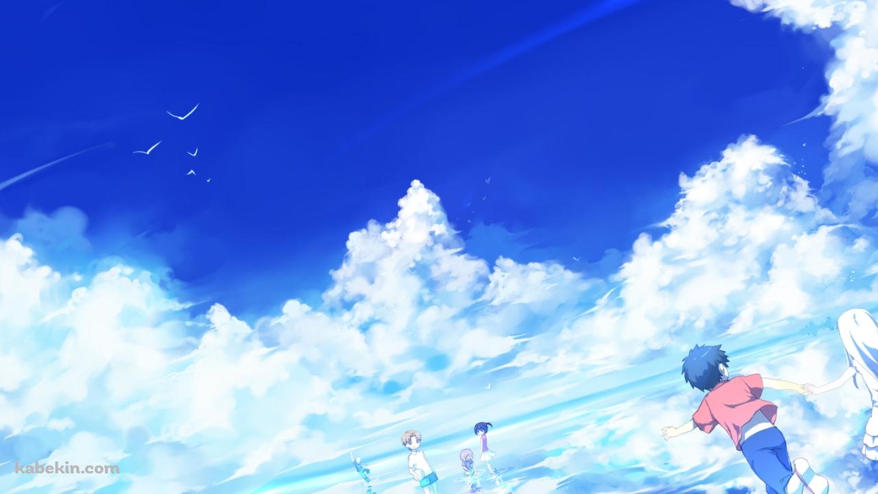 空が鏡面する湖を歩く本間芽衣子 / 安城鳴子 / 鶴見 知利子 / 宿海 仁太 / 松雪 集 / 久川 鉄道 / あの日見た花の名前を僕達はまだ知らない。の壁紙(1280px x 720px) 高画質 PC・デスクトップ用