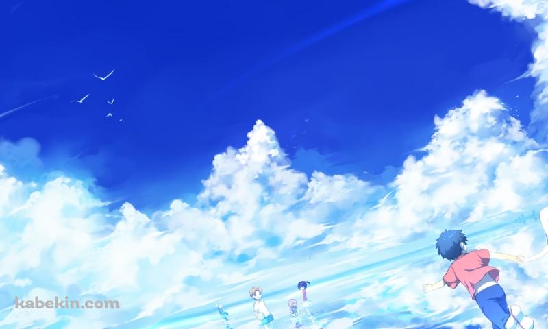 空が鏡面する湖を歩く本間芽衣子 / 安城鳴子 / 鶴見 知利子 / 宿海 仁太 / 松雪 集 / 久川 鉄道 / あの日見た花の名前を僕達はまだ知らない。の壁紙(800px x 480px) 高画質 PC・デスクトップ用
