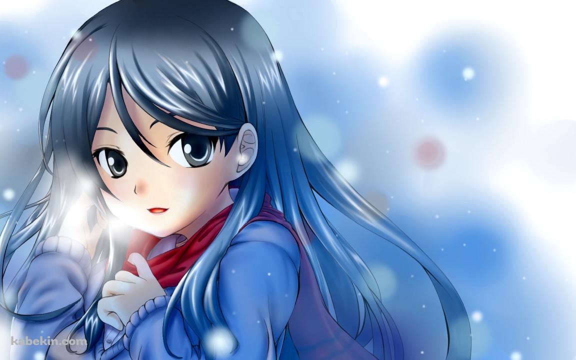 雪が降る中、こちらを見つめる吹寄制理 / とある魔術の禁書目録の壁紙(1152px x 720px) 高画質 PC・デスクトップ用