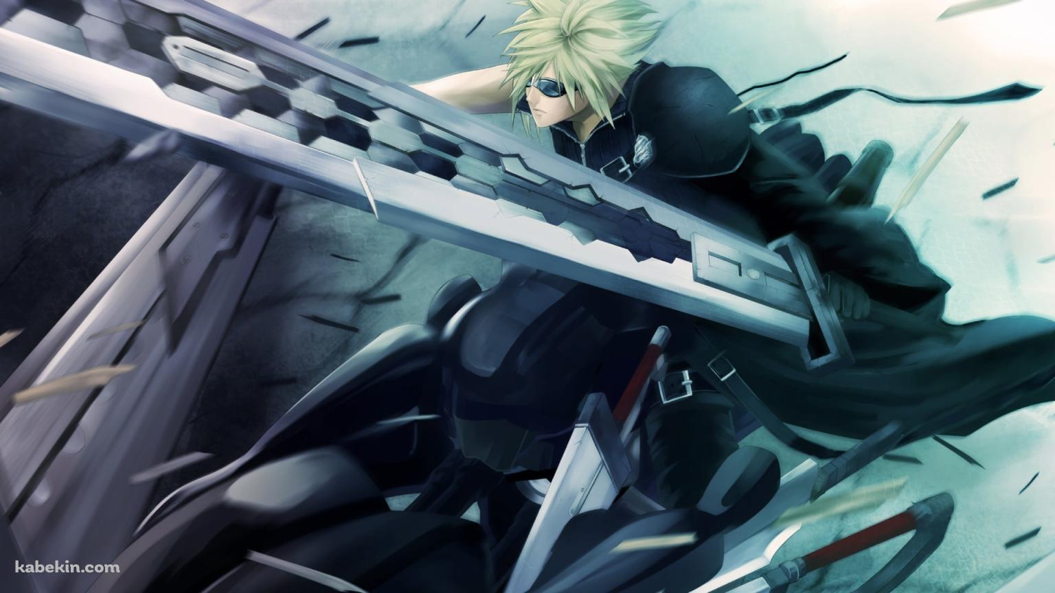 大剣を持ち黒いバイクに乗るかっこいいクラウド・ストライフ / ファイナルファンタジーVII アドベントチルドレンの壁紙(1536px x 864px) 高画質 PC・デスクトップ用