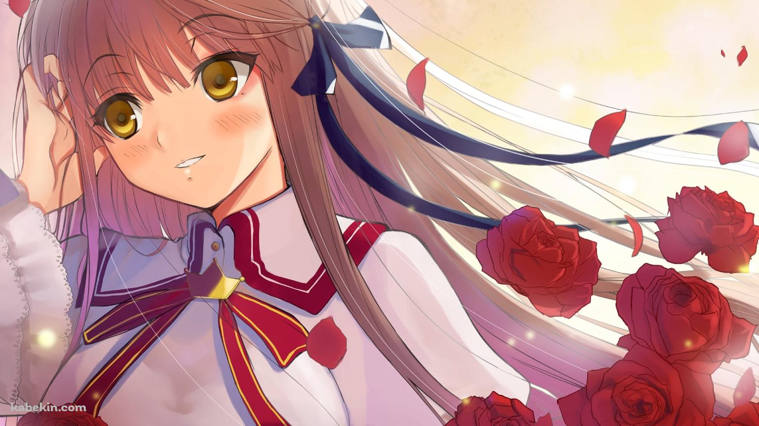 赤い薔薇と千里朱音 / Rewriteの壁紙(1536px x 864px) 高画質 PC・デスクトップ用