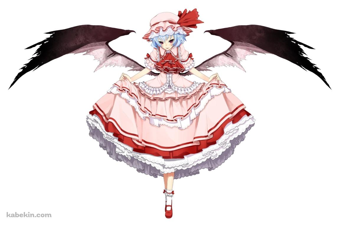 ピンクのスカートの裾を持つ黒い翼が生えたレミリア・スカーレット / 東方の壁紙(1152px x 768px) 高画質 PC・デスクトップ用