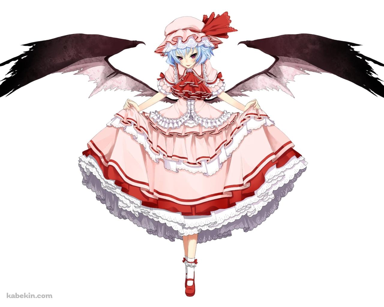 ピンクのスカートの裾を持つ黒い翼が生えたレミリア・スカーレット / 東方の壁紙(1280px x 1024px) 高画質 PC・デスクトップ用