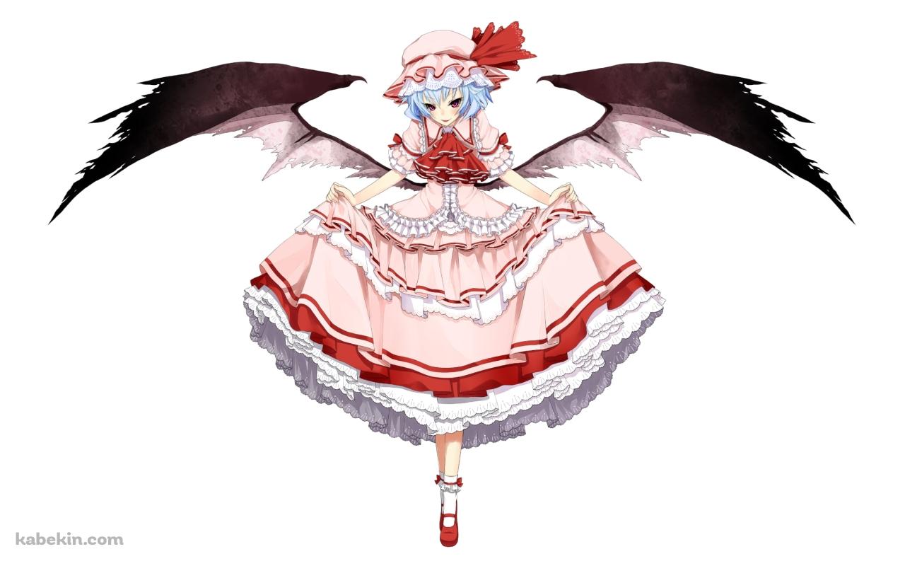 ピンクのスカートの裾を持つ黒い翼が生えたレミリア・スカーレット / 東方の壁紙(1280px x 800px) 高画質 PC・デスクトップ用