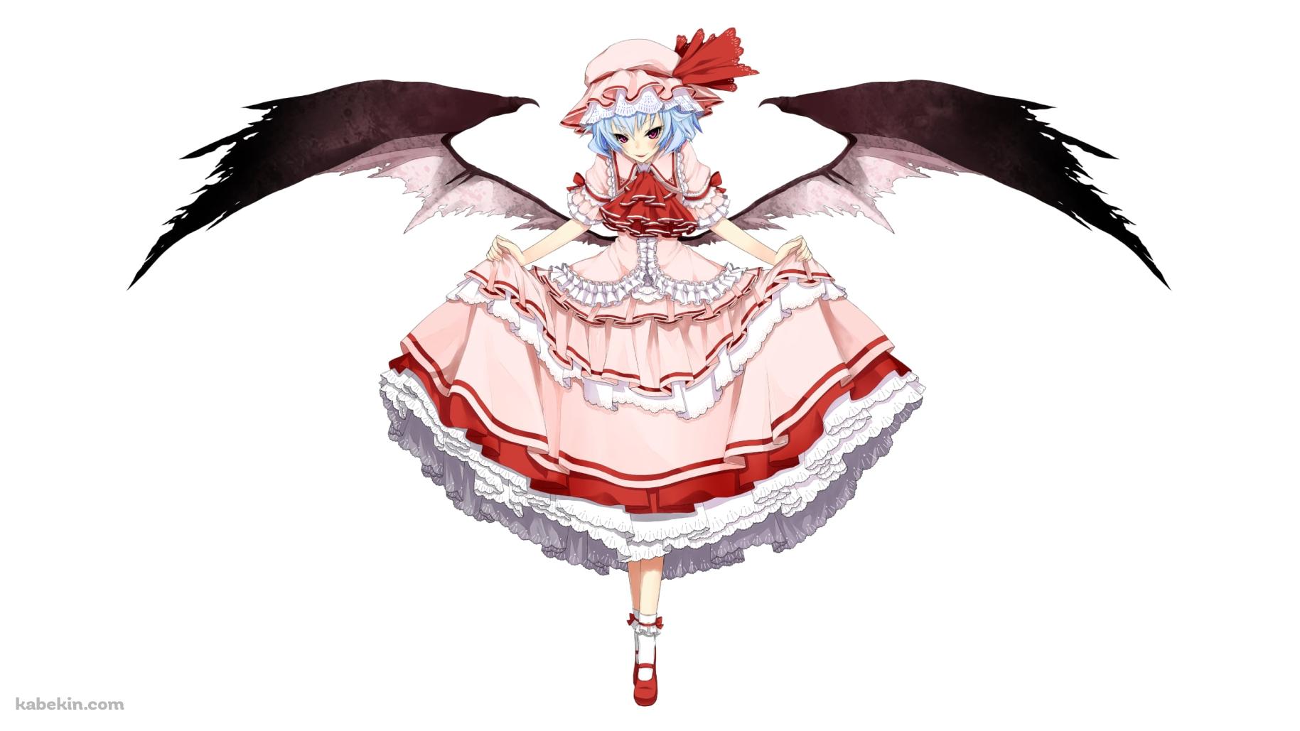 ピンクのスカートの裾を持つ黒い翼が生えたレミリア・スカーレット / 東方の壁紙(1829px x 1029px) 高画質 PC・デスクトップ用
