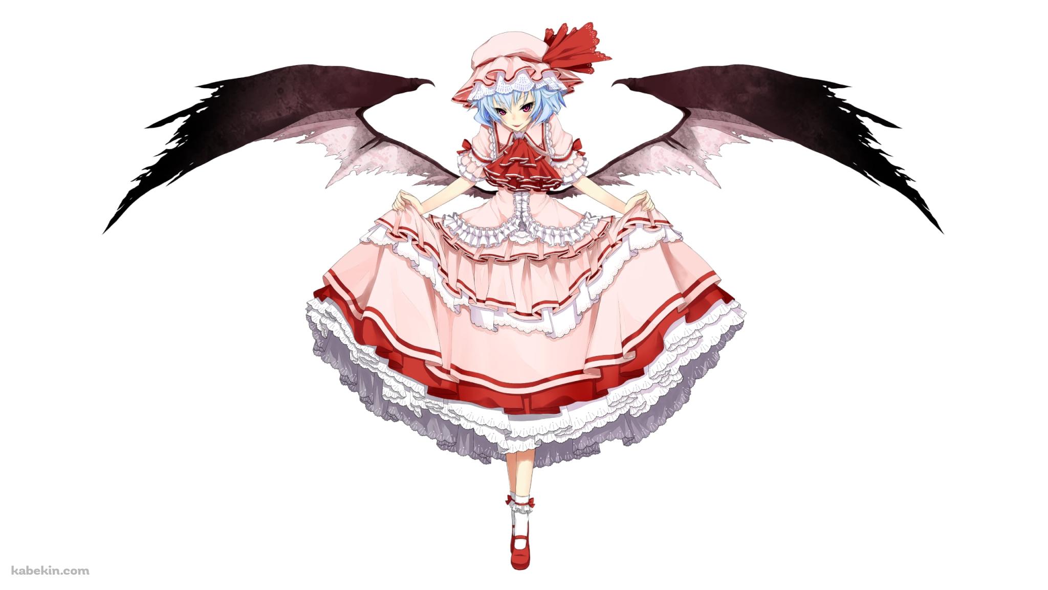 ピンクのスカートの裾を持つ黒い翼が生えたレミリア・スカーレット / 東方の壁紙(2048px x 1152px) 高画質 PC・デスクトップ用