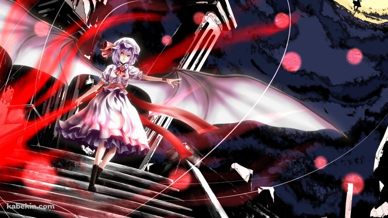 赤い槍を持つレミリア・スカーレット / シルエットのフランドール・スカーレット / 東方の壁紙(1242px x 698px) 高画質 PC・デスクトップ用
