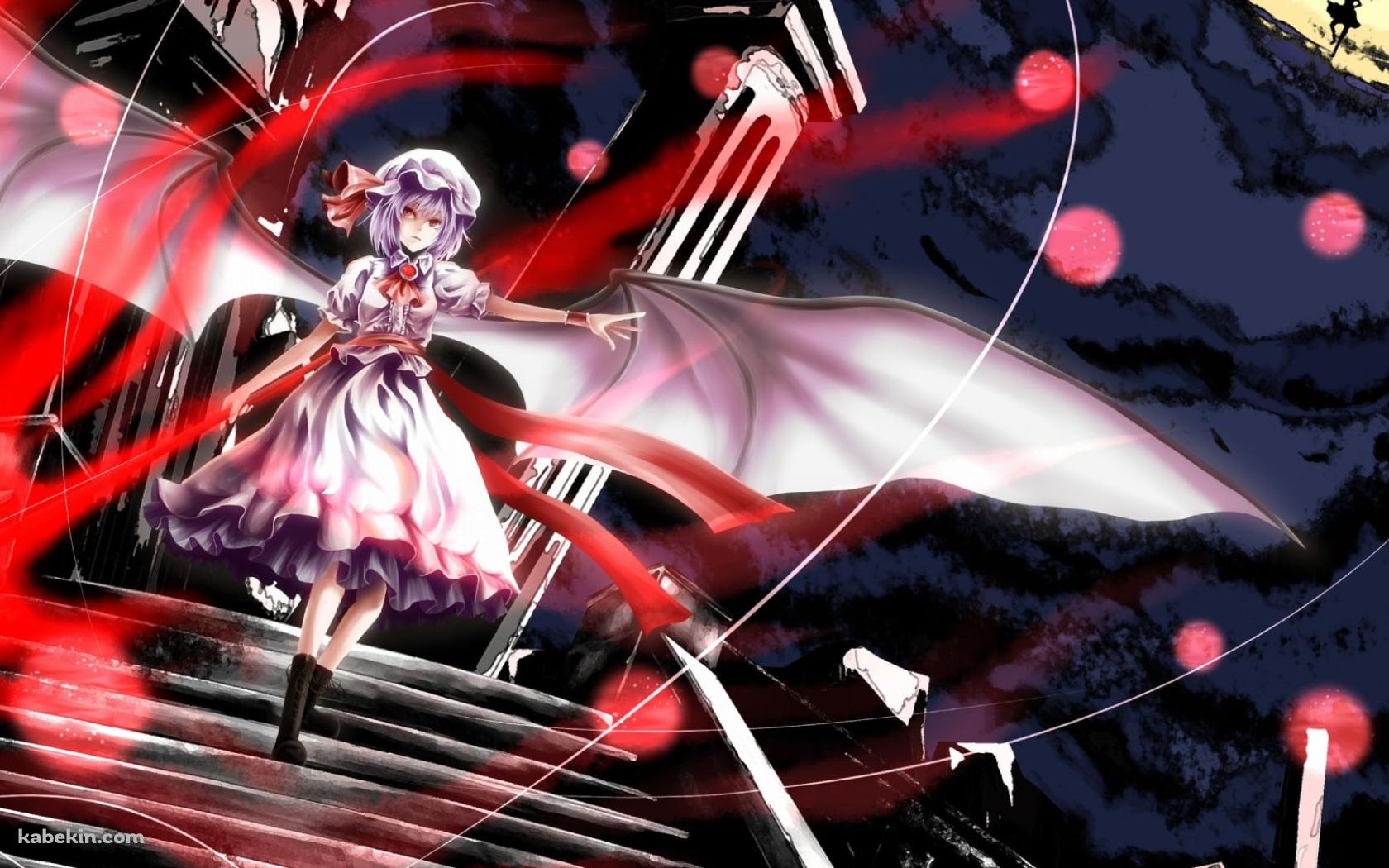 赤い槍を持つレミリア・スカーレット / シルエットのフランドール・スカーレット / 東方の壁紙(1680px x 1050px) 高画質 PC・デスクトップ用