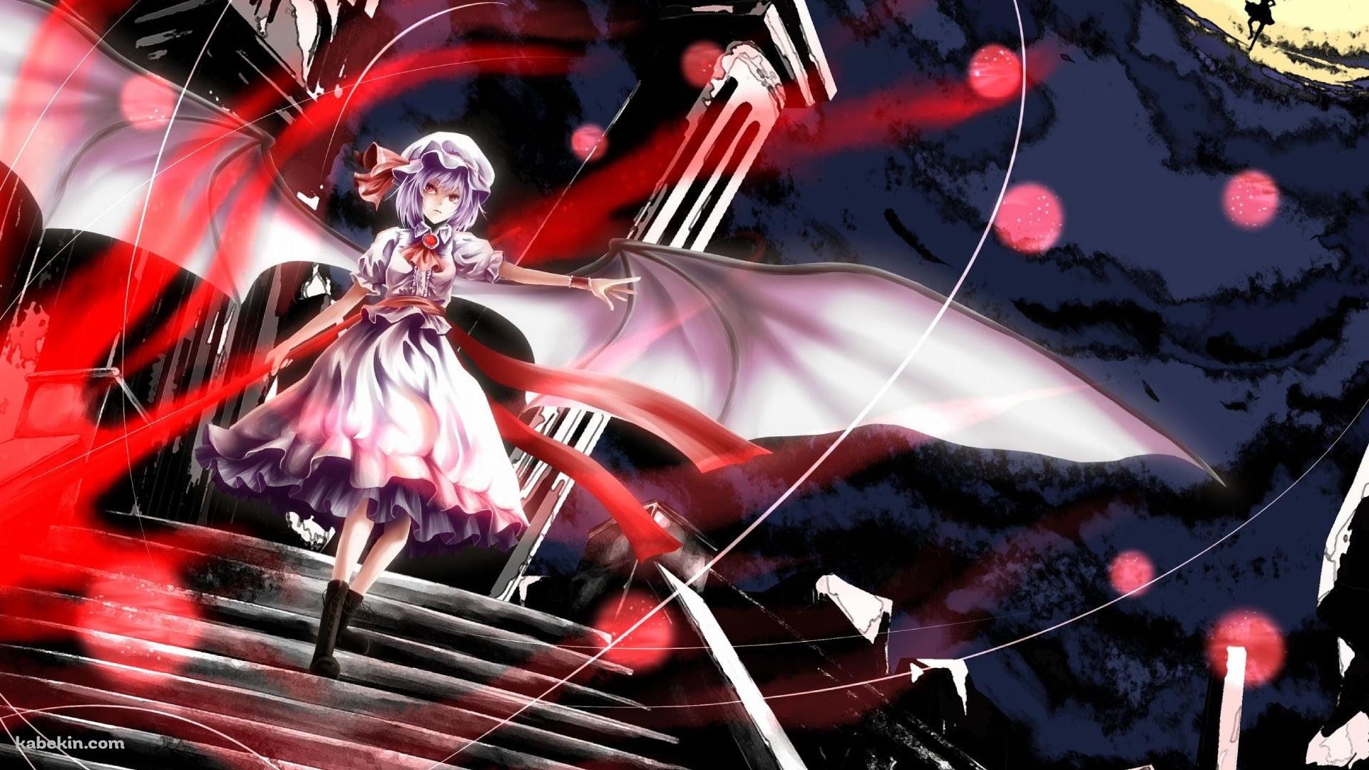 赤い槍を持つレミリア・スカーレット / シルエットのフランドール・スカーレット / 東方の壁紙(1920px x 1080px) 高画質 PC・デスクトップ用