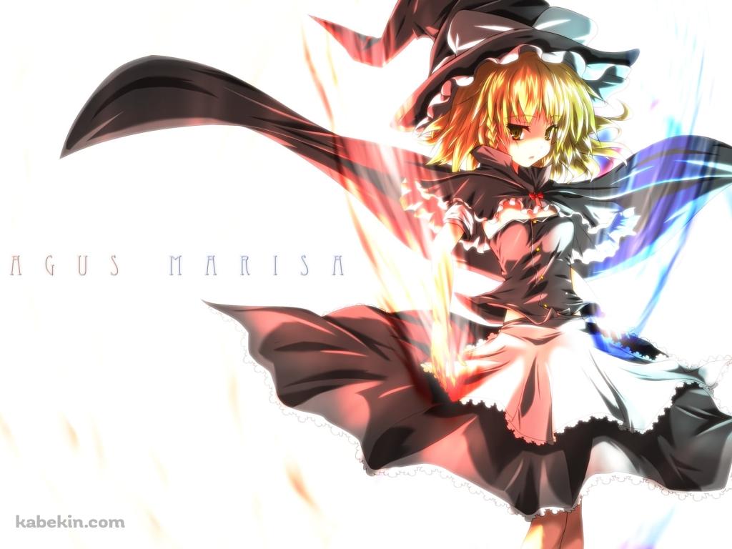 青と赤の光をまとう霧雨魔理沙 / 東方の壁紙(1024px x 768px) 高画質 PC・デスクトップ用