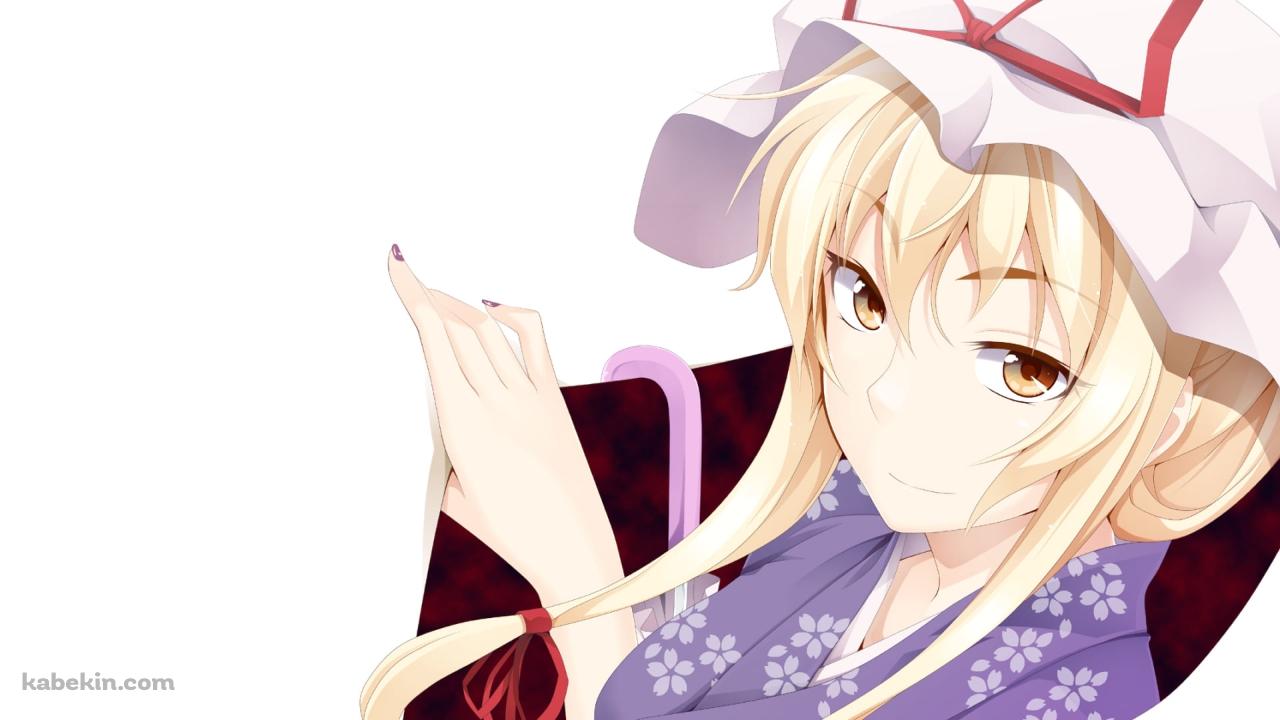 白い布をめくる可愛い八雲紫 / 東方の壁紙(1280px x 720px) 高画質 PC・デスクトップ用