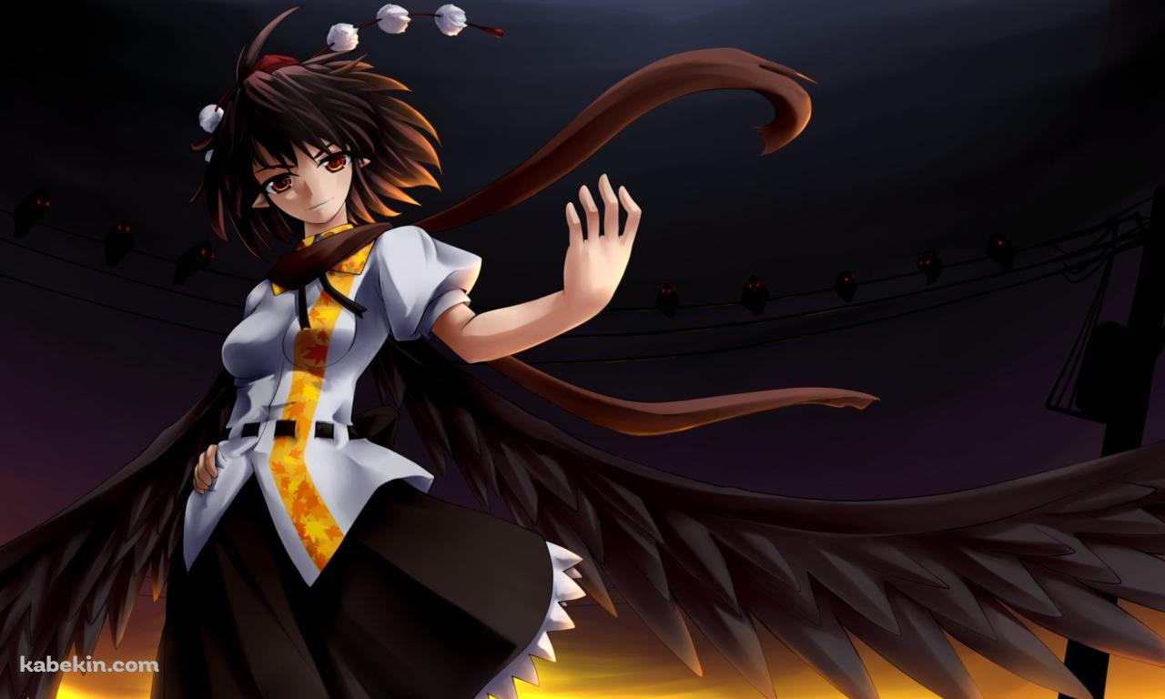左手で挑発する射命丸文 / 東方の壁紙(1280px x 768px) 高画質 PC・デスクトップ用
