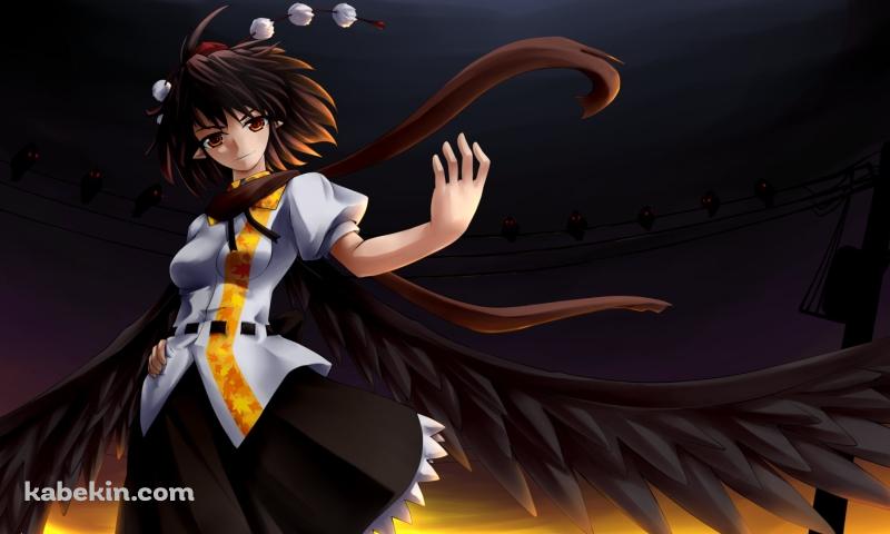 左手で挑発する射命丸文 / 東方の壁紙(800px x 480px) 高画質 PC・デスクトップ用