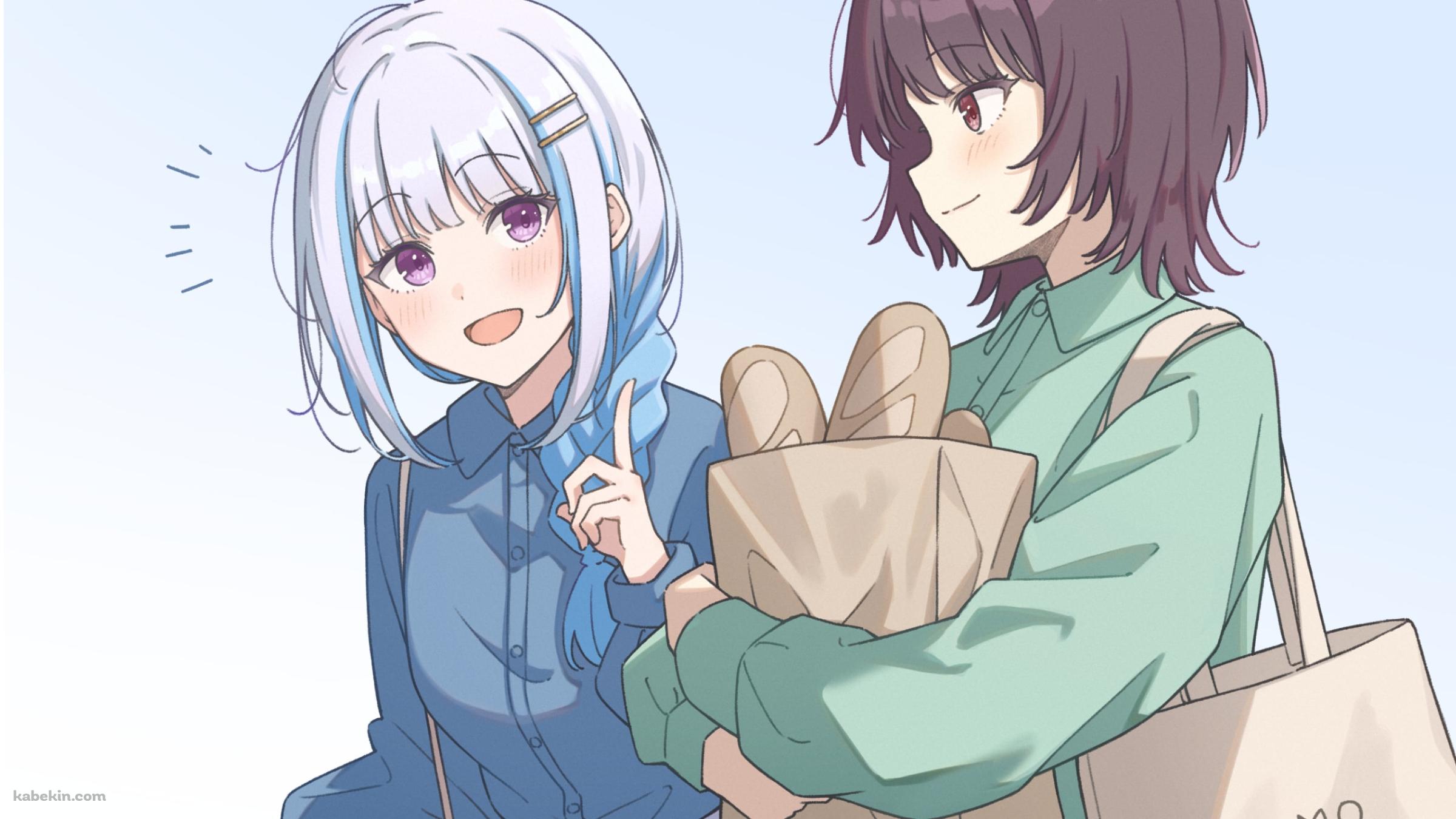 フランスパンが入った紙袋を持つ戌亥とこ / 話しかけるリゼ・ヘルエスタ / ホロライブ / バーチャルYouTuber / Vtuberの壁紙(2400px x 1350px) 高画質 PC・デスクトップ用