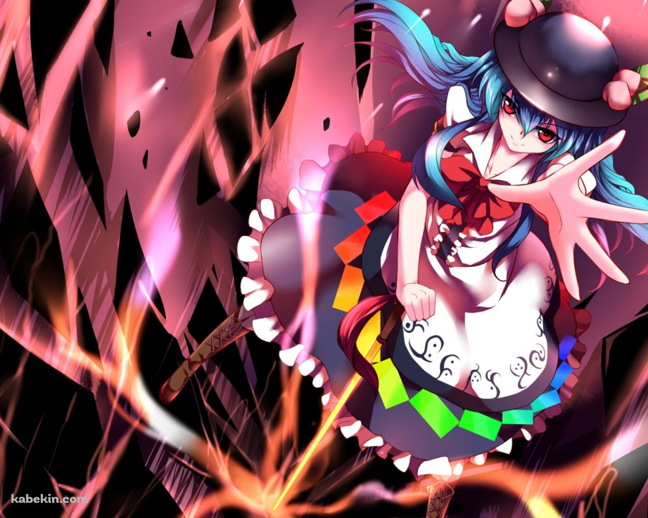 左手を上にかざす比那名居天子 / 東方の壁紙(1280px x 1024px) 高画質 PC・デスクトップ用