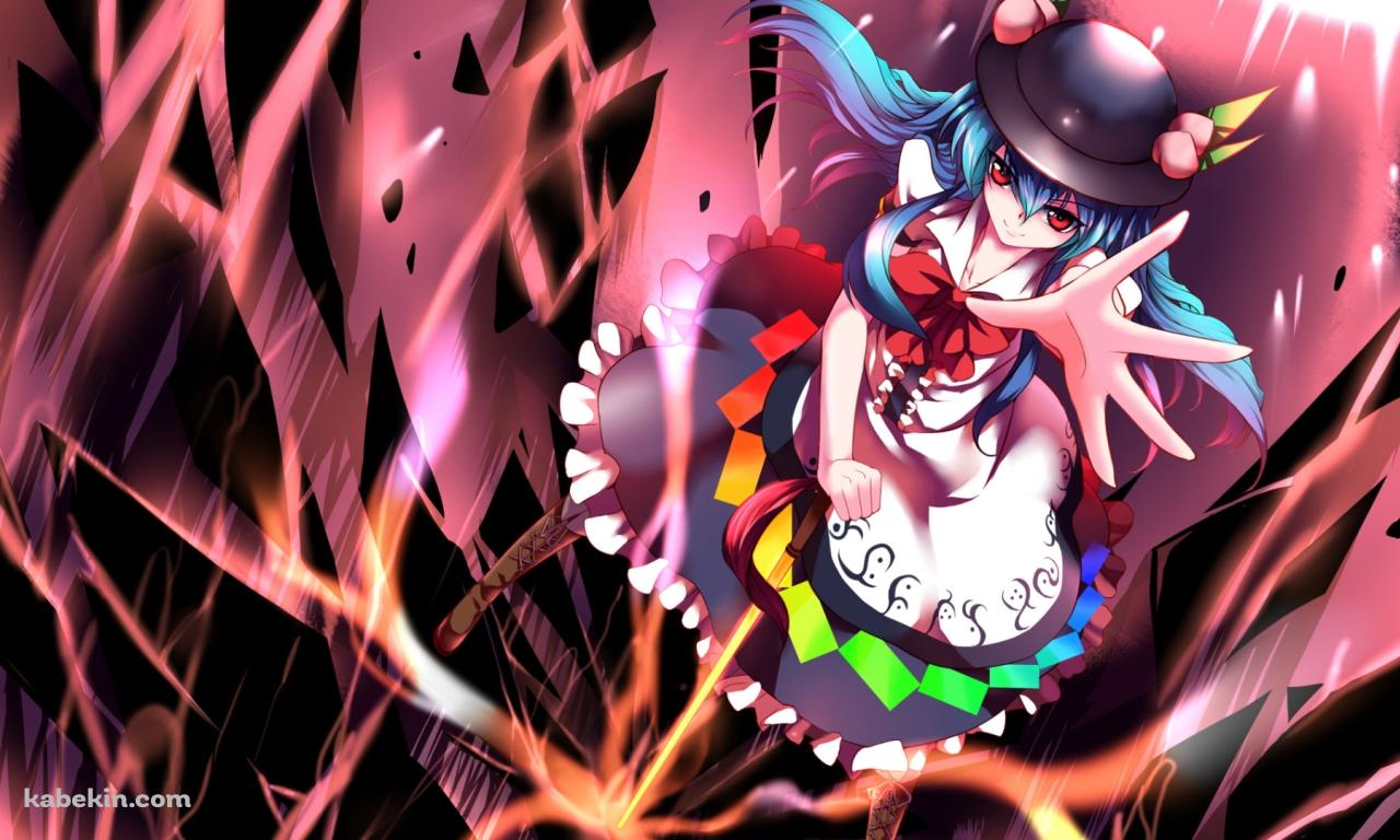 左手を上にかざす比那名居天子 / 東方の壁紙(1280px x 768px) 高画質 PC・デスクトップ用