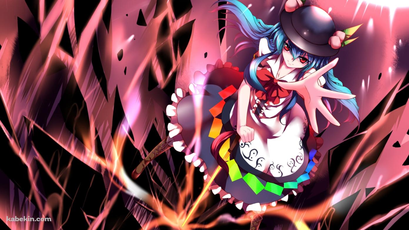 左手を上にかざす比那名居天子 / 東方の壁紙(1391px x 783px) 高画質 PC・デスクトップ用