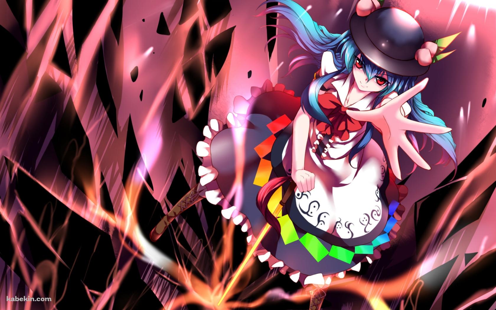左手を上にかざす比那名居天子 / 東方の壁紙(1680px x 1050px) 高画質 PC・デスクトップ用
