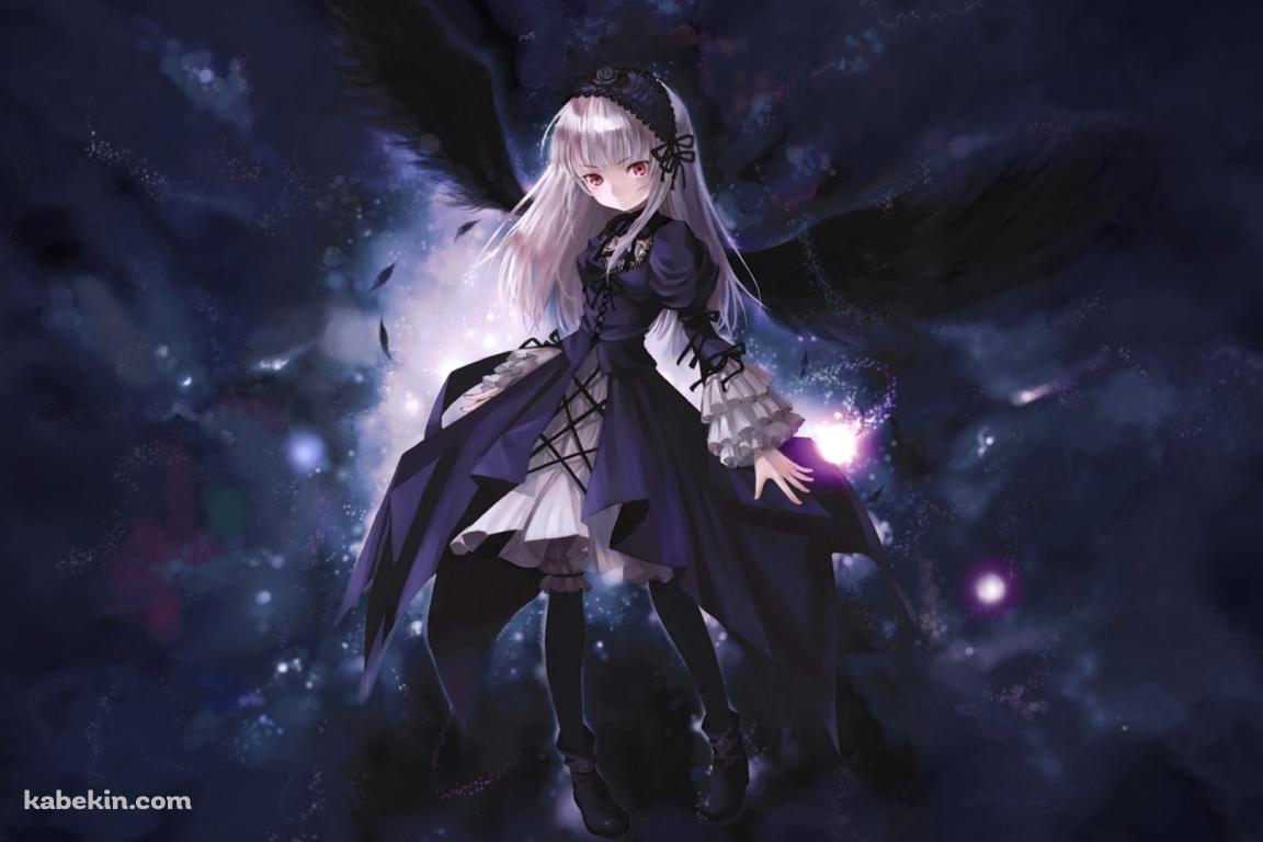 黒い翼が生えたかっこいい水銀燈 / 銀髪 / ローゼンメイデンの壁紙(1152px x 768px) 高画質 PC・デスクトップ用