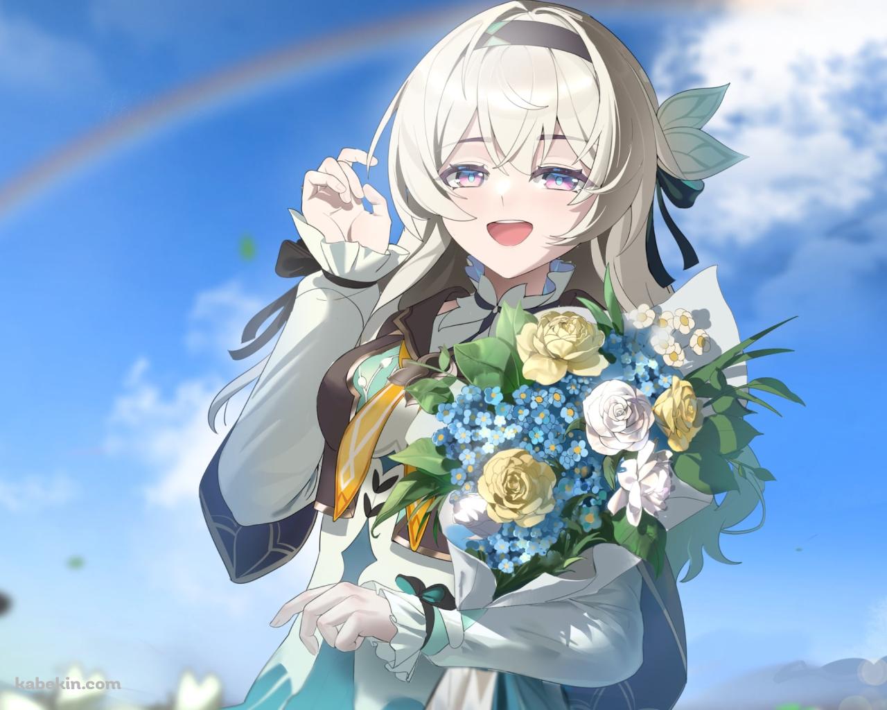 虹と花束を持つホタル / 崩壊:スターレイルの壁紙(1280px x 1024px) 高画質 PC・デスクトップ用