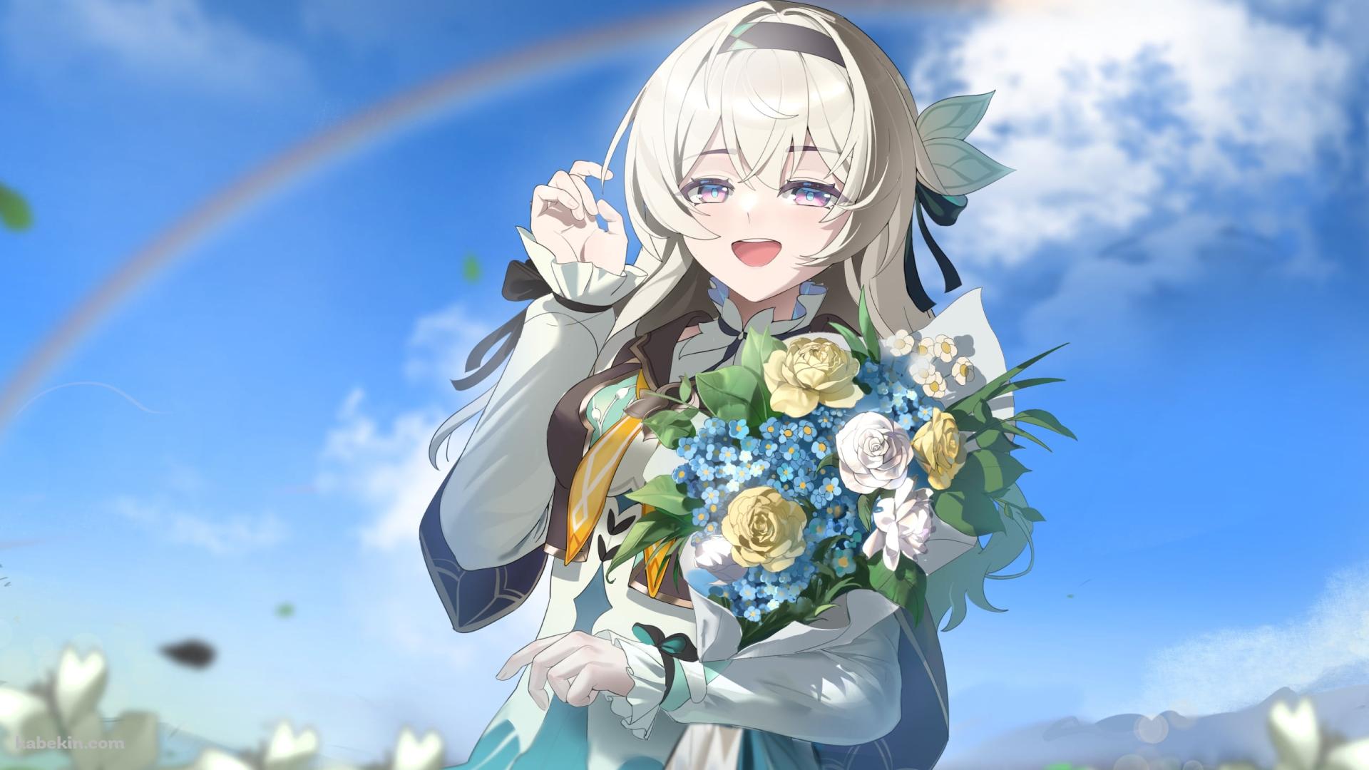 虹と花束を持つホタル / 崩壊:スターレイルの壁紙(1920px x 1080px) 高画質 PC・デスクトップ用