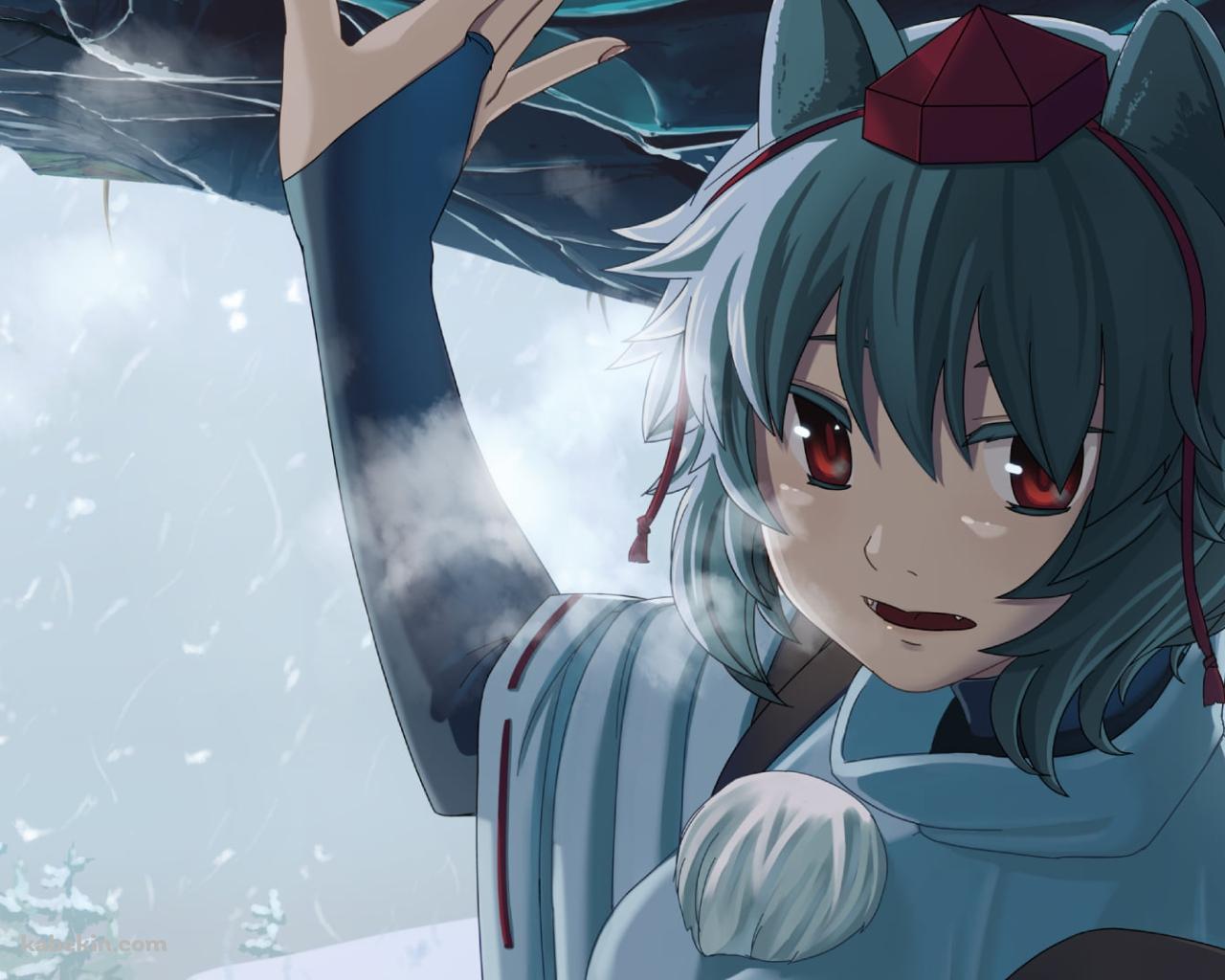 雪景色と犬走椛 / 冬 / 東方の壁紙(1280px x 1024px) 高画質 PC・デスクトップ用