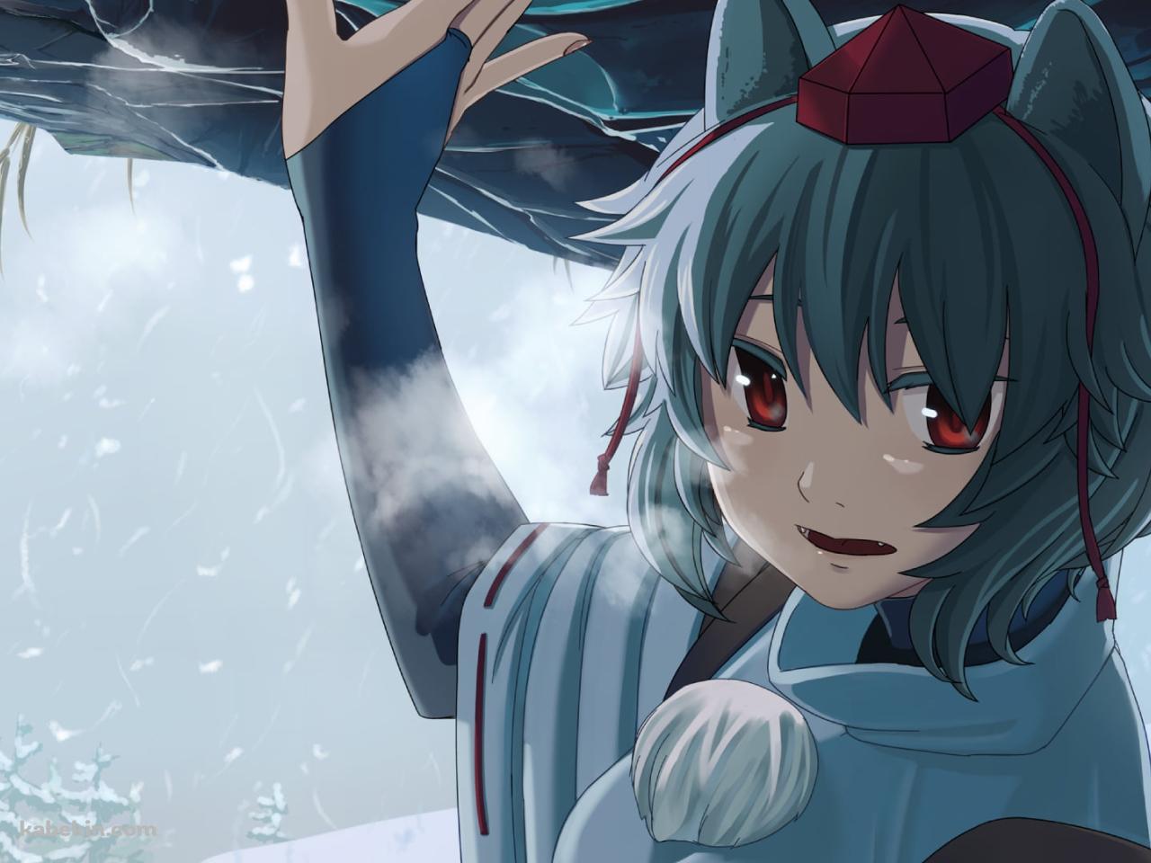雪景色と犬走椛 / 冬 / 東方の壁紙(1280px x 960px) 高画質 PC・デスクトップ用